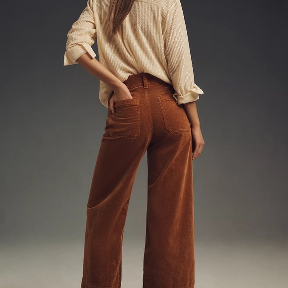 The Colette Cropped Bronze Wide-Leg Pants Maeve Corduroy Anthropologie  25 NEW! - Picture 3 of 6